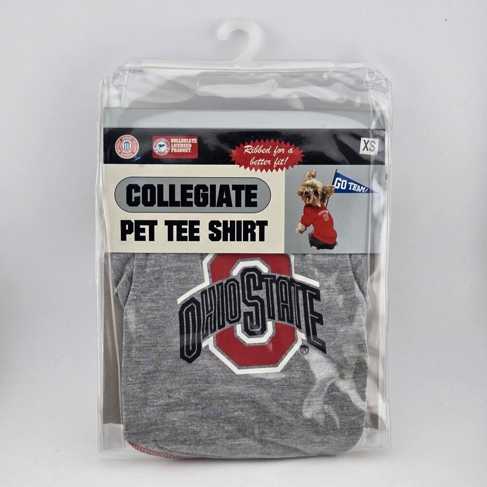 Ohio State Buckeyes Pet Tee Shirt XS Dog Shirt Collegiate Gray New